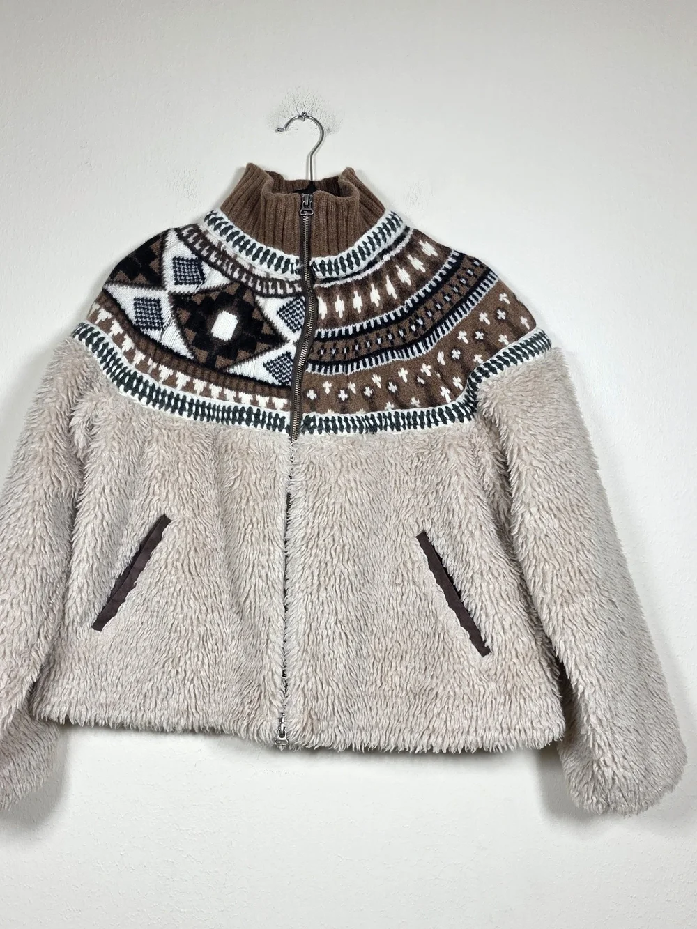 SEA NEW YORK LINEA FAIRISLE KNIT COMBO FLEECE JACKET SIZE M MSRP $550